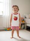 Pijama Infantil Menina Maçã Algodão Vermelho com Shorts Listrado Com Xuxinha