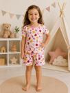 Pijama Infantil Menina Verão em Malha Estampa Morangos e Sol Blusa Manga Curta e Shorts Pijama Infantil Menina Verão em Malha Estampa Morangos e Sol Blusa Manga Curta e Shorts