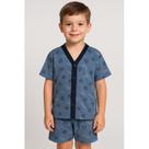 Pijama Infantil menino de Botão americano Pijama Manga Curta e Short Masculino