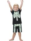 Pijama Infantil Menino Manga Curta Com Detalhe Que Brilha No Escuro Esqueleto 2 Peças - Kyly