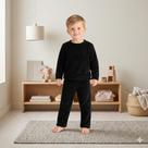 Pijama Infantil Microfibra Pelúcia Inverno Manga Longa Menina Menino Preto - Tam. 08