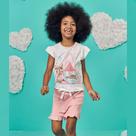 Pijama Infantil Verão Blusa Meia Malha e Shorts em Malha Confort - Kukiê