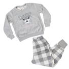 Pijama Infanto Juvenil Danka Fleece Xadrez Cinza Claro - 1310