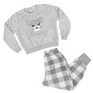 Pijama Infanto Juvenil Danka Longo Fleece Xadrez Cinza - 1310