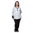 Pijama Inverno Plus Size Amamentação com Botões estrelas Linda Gestante
