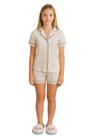 Pijama Juvenil Feminino em Algodão Conjunto Manga Curta com Short Conforto