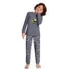 Pijama Kyly infantil longo masculino 100% algodão com estampa de dinossauro que brilha no escuro