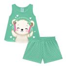 Pijama Kyly Menina 100% Algodão Com Camiseta Regata Estampada Que Brilha No Escuro e Shorts