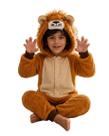 Pijama Leão Infantil Kigurumi Plush Quentinho Macacão Roupa de Dormir Com Capuz Macio Antialérgico Unissex