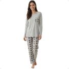 Pijama Longo Feminino Inverno Malha Pv Estampado P ao GG Cor:CinzaTamanho:GG Pijama Longo Feminino Inverno Malha Pv Estampado P ao GG Cor:CinzaTamanho:GG
