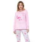 Pijama Longo Floral Doce Luar 10872 Rosa