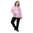 Pijama Longo Grávida e Pós Parto Rosa Coração Linda Gestante