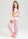 Pijama Longo Infantil Menina Rosa Bicho Preguiça no Galho e Borboletas