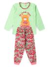 Pijama Longo Infantil Menina Verde Ursinho com Donut