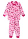 Pijama Longo Infantil Peluciado Fleece Menina Pink Corações