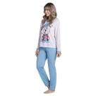 Pijama Longo Malha Estampado Feminino Inverno Blusa e Calça