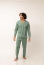 Pijama longo masculino liso Fechado manga comprida detalhe bordado Pijama longo masculino liso Fechado manga comprida detalhe bordado