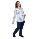 Pijama Longo Maternidade e amamentação Mescla Coração Linda Gestante