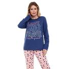 Pijama Longo Moletinho Doce Luar 10872 Love - Marinho