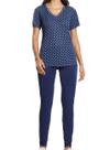Pijama Longo Paulienne 173.74 Feminino Estampado Renda e Liganete T. 42/52
