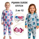 Pijama Macacão Stitch Suede Premium Ziper Frontal