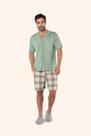 Pijama Manga Curta Aberto Masculino Sonhe Verde em Malha Mescla - Lua Encantada