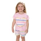 Pijama Manga Curta Estampa Coração e Short Listras - Izitex