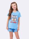 Pijama Manga Curta Infantil Azul Tom and Jerry