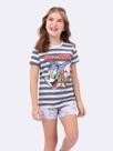 Pijama Manga Curta Listrado Infantil Tom and Jerry