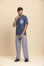 Pijama Manga Curta Masculino Para Ficar em Casa em Algodão - Lua Encantada