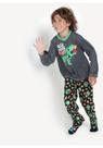 Pijama manga longa kids 1/2 malha dino food mescla escuro puket