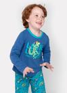 Pijama Manga Longa Puket Menino Algodão Dinossauro Fósseis Azul 1 a 6 Pijama Manga Longa Puket Menino Algodão Dinossauro Fósseis Azul 1 a 6