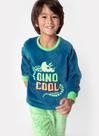 Pijama Manga Longa Puket Soft Menino Dinossauro Fósseis Verde 1 a 6