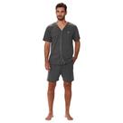 Pijama Masculino Aberto Curto Algodão Azul Elementar - 268034 Pijama Masculino Aberto Curto Algodão Azul Elementar - 268034