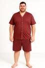 Pijama Masculino Adulto Plus Size Botão Tamanho Grande G1 G2 G3 Manga Curta