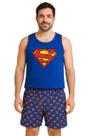 Pijama Masculino Adulto Super Heróis Conjunto Dormir Regata Shorts Curto Personagem Verão