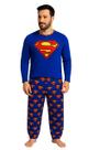 Pijama Masculino Adulto Super Heróis Manga Longa Calça Personagem Quentinho Confortável Frio