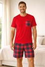 Pijama Masculino Algodão Vermelho Camiseta Manga Curta Shorts Xadrez do P ao GG Pijama Masculino Algodão Vermelho Camiseta Manga Curta Shorts Xadrez do P ao GG