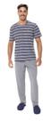 Pijama Masculino Camiseta Manga Curta Listrado Inverno -