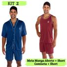 Pijama Masculino Com 2 Conjuntos - Pijama Manga Curta E Short + Regata E Short