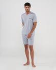 Pijama Masculino Curto Modal Gola V Cinza Lohe