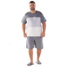 Pijama Masculino Curto Pluz Size Pzama Cinza 090182