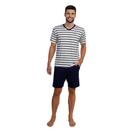 Pijama Masculino Curto Viscolycra Listrado Marinho/Off - 268057