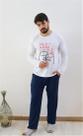 Pijama masculino inverno camiseta de algodão estampada flork meme e calça básica