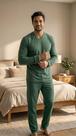 Pijama Masculino Inverno Fechado Flanelado Quente Moletinho Cor:VerdeTamanho:P