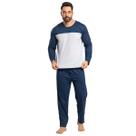 Pijama Masculino Longo Bicolor Inverno Bella Fiore Básico Roupa De Dormir Para o Frio Linha Noite