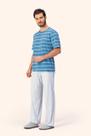 Pijama Masculino Manga Curta Companheirismo em Malha Mescla - Lua Encantada