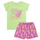 Pijama Menina Angerô Algodão Estampa Sorvete Brilha no Escuro Verde/Roxo Tamanho:6