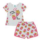 Pijama Menina Kyly em Algodão Estampa Batata Frita Cinza/Rosa