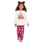 Pijama Menina Kyly em Moletom Peluciado Estampa Brilha no Escuro Ursinho Off/Pink Tamanho:3